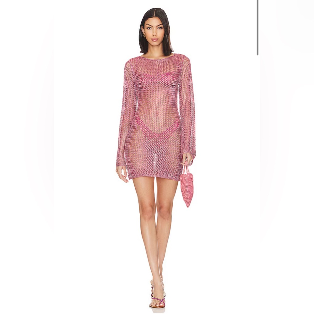 Super down - Gaia Mini Dress in Pink Metallic